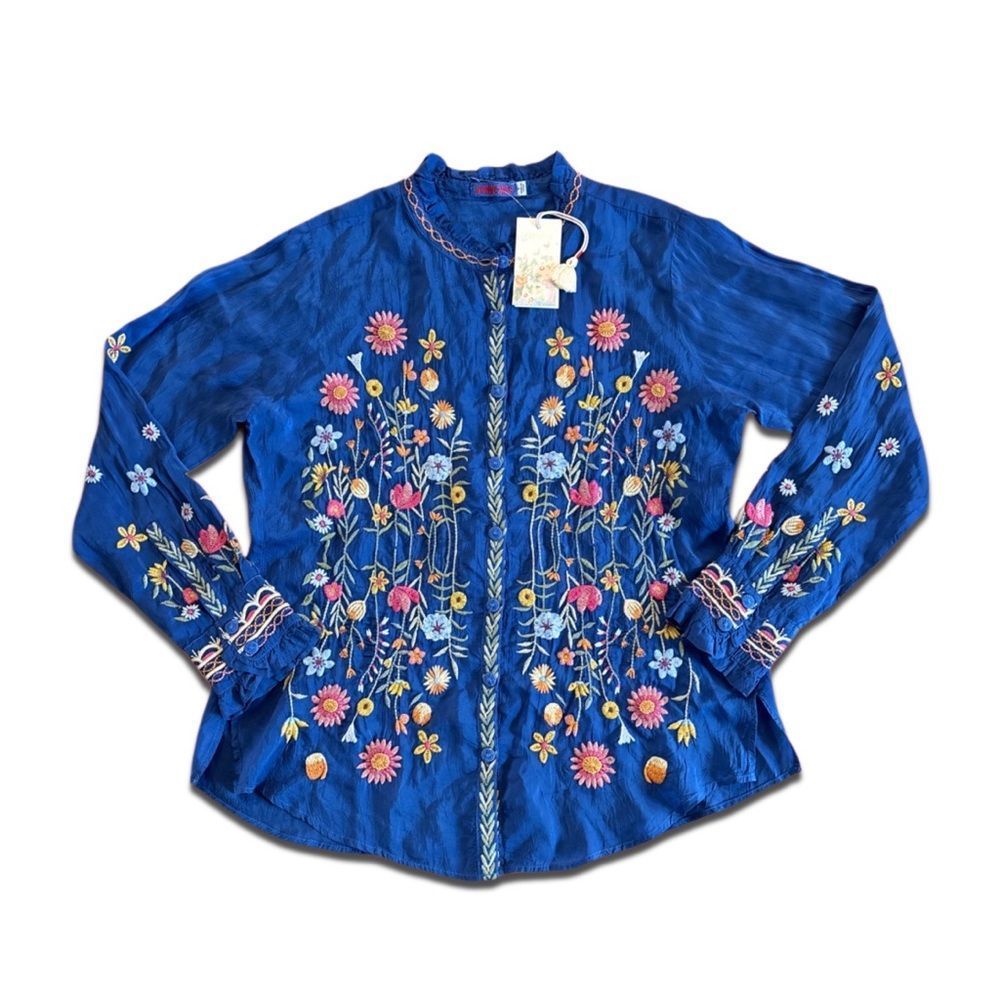 NWT Johnny Was Lolanda Embroidered Button Front Shirt - Picture 4 of 16